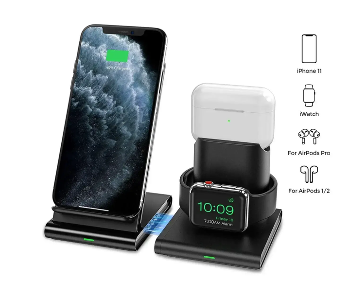 Швидкий бездротовий зарядний пристрій для iPhone Seneo 7.5W 3 в 1 - Фото 2 Швидкий бездротовий зарядний пристрій для iPhone Seneo 7.5W 3 в 1 - зображення 2