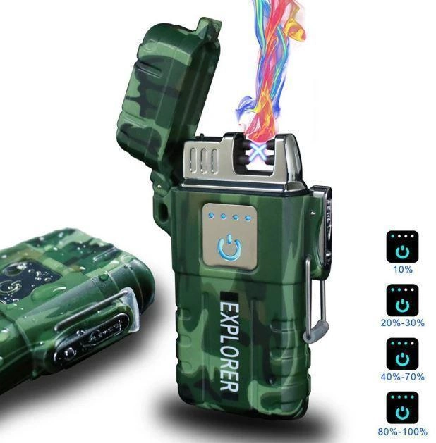 Электроимпульсная USB зажигалка Explorer JL-317/6863 аккумуляторная водонепроницаемая З/У USB Камуфляжная - изображение 6