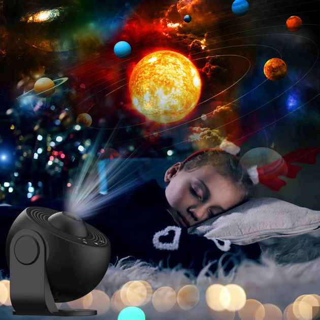 Ночник проектор звездного неба галактика Galaxy 19 сменных картриджей, домашний планетарий черный - Фото 6 Ночник проектор звездного неба галактика Galaxy 19 сменных картриджей, домашний планетарий черный - изображение 6