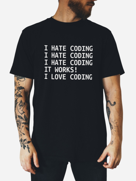 Футболка бавовняна довга чоловіча Ctrl I hate coding... CNTRLB10003 M Чорна з принтом від Rozetka на платформі USKIDKA Акція на Футболка бавовняна довга чоловіча Ctrl I hate coding... CNTRLB10003 M Чорна з принтом від Rozetka