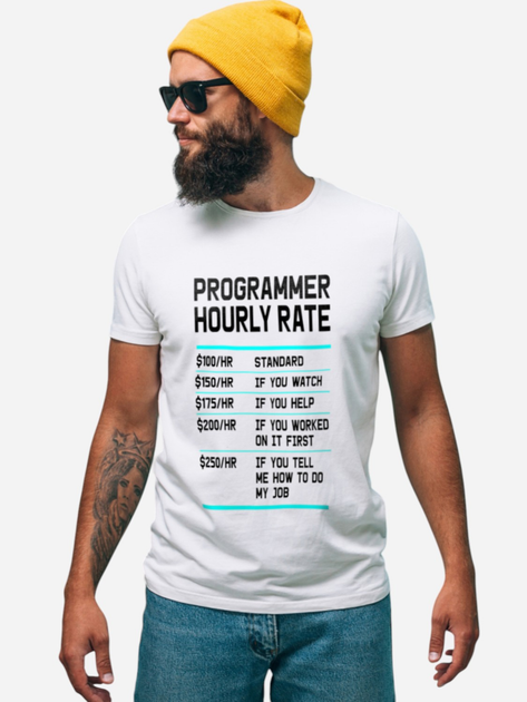 Футболка бавовняна довга чоловіча Ctrl Programmer hourly rate CNTRLW10003 L Біла з принтом від Rozetka на платформі USKIDKA Акція на Футболка бавовняна довга чоловіча Ctrl Programmer hourly rate CNTRLW10003 L Біла з принтом від Rozetka
