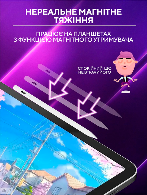 Универсальный активный стилус для планшета телефона айпада с наконечниками адаптивный сенсорная ручка цифровая многофунциональная аксессуар для рисования письма заметок совместим + салфетки для протирки экрана (339124) - изображение 4
