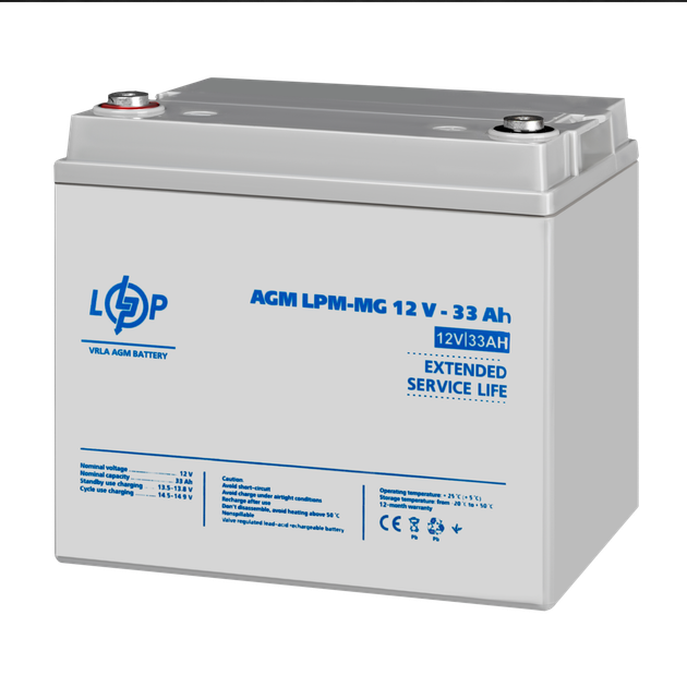 Акумулятор мультигелевий LogicPower LPM-MG 12V - 33 Ah - изображение 4