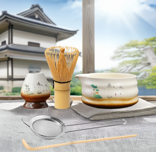 Набор аксессуаров для приготовления матча чая (5 предметов) Japanese Landscape - изображение 2