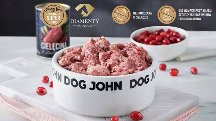 Opakowanie mokrej karmy dla psów John Dog Adult z cielęciną i żórawiną 6 szt x 400 g (5903246845358) - obraz 4