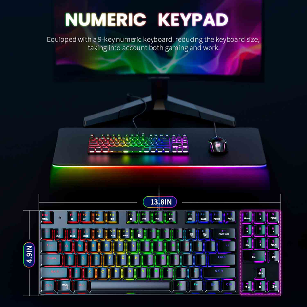 Игровой набор Gaming Combo 2-in-1 Механическая клавиатура ENG ONIKUMA G26 + мышь ONIKUMA CW905 - изображение 12
