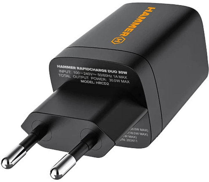 Ładowarka sieciowa Hammer RapidCharge Duo 30W Black-Orange (AKC001408) - obraz 5