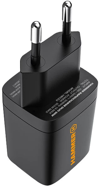 Ładowarka sieciowa Hammer RapidCharge Duo 30W Black-Orange (AKC001408) - obraz 6