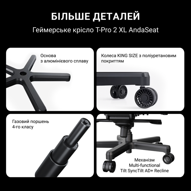 Крісло ігрове Anda Seat T-Pro 2 Size XL Linen Fabric Blue/Black (AD12XLLA-01-SB-F) - зображення 18