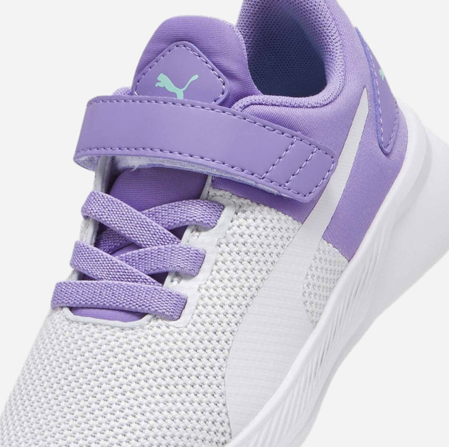 Buty sportowe dziecięce dla dziewczynki na rzepy Puma Flyer Runner V Ps 192929-50 31 (12UK) Białe/Fioletowe - obraz 5