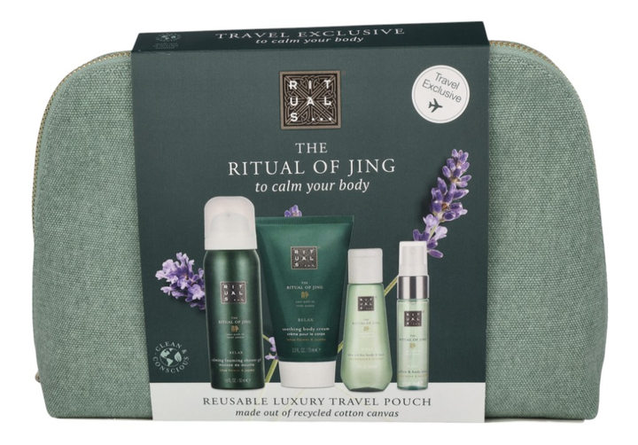 Набір Rituals The Ritual Of Jing крем для тіла 70 мл + сухе масло 50 мл + міст для тіла та подушки 20 мл + гель для душу 50 мл (8719134185515) - зображення 1