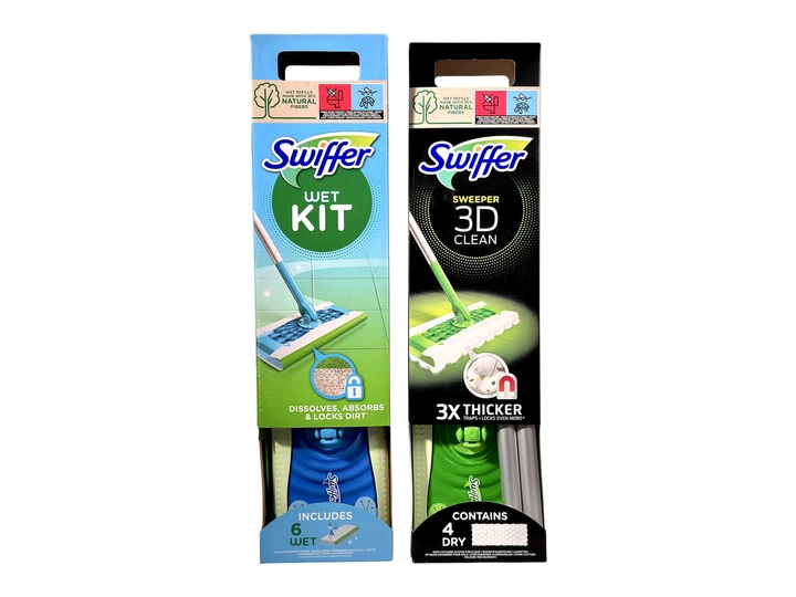 Швабра Swiffer + 6 вологих серветок для миття підлоги wet kit - Фото 5 Швабра Swiffer + 6 вологих серветок для миття підлоги wet kit - зображення 5