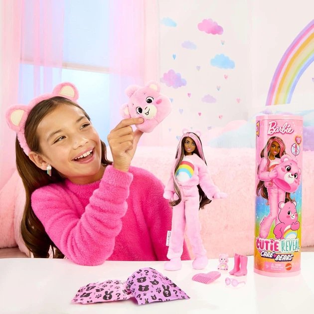 Кукла Barbie Cutie Reveal Doll in Cheer Bear Costume - Барби в плюшевом костюме веселого медвежонка (JCN95) - Игровой набор Mattel - Фото 3 Кукла Barbie Cutie Reveal Doll in Cheer Bear Costume - Барби в плюшевом костюме веселого медвежонка (JCN95) - Игровой набор Mattel - изображение 3