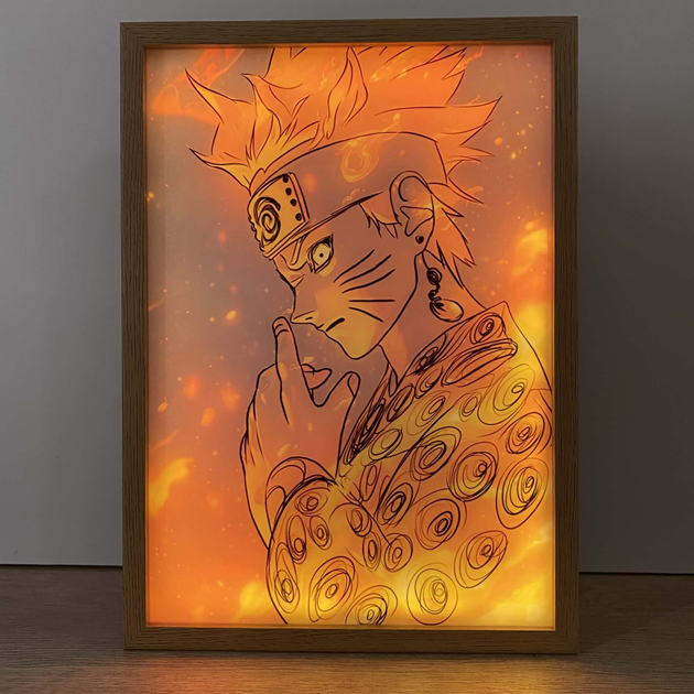 Ночник светильник картина Optech LED Naruto Наруто Аниме деревянная рамка 31х22.5х4.5 см - изображение 2