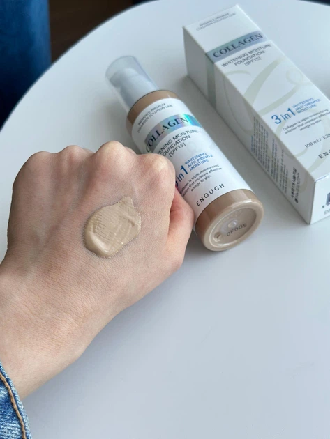 Тональный крем осветляющий ENOUGH Collagen Whitening Moisture Foundation SPF15 тон 21 100 мл - изображение 3
