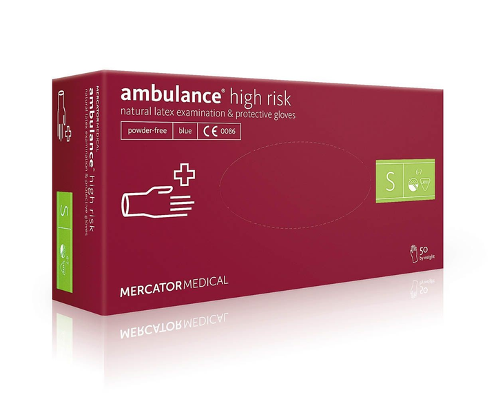 Рукавички сині Ambulance Pf латексні неопудрені міцні S RD10091006 - зображення 1