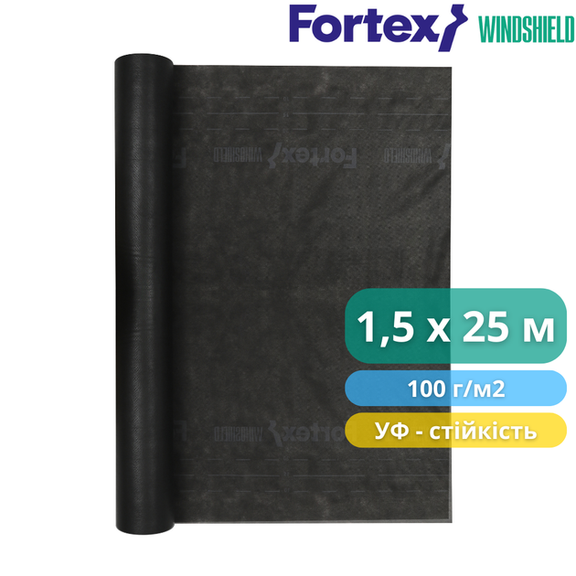 Ветроизоляционная мембрана Fortex Windshield 1,5х25 м, 37,5 м², 100 г/м² - изображение 3