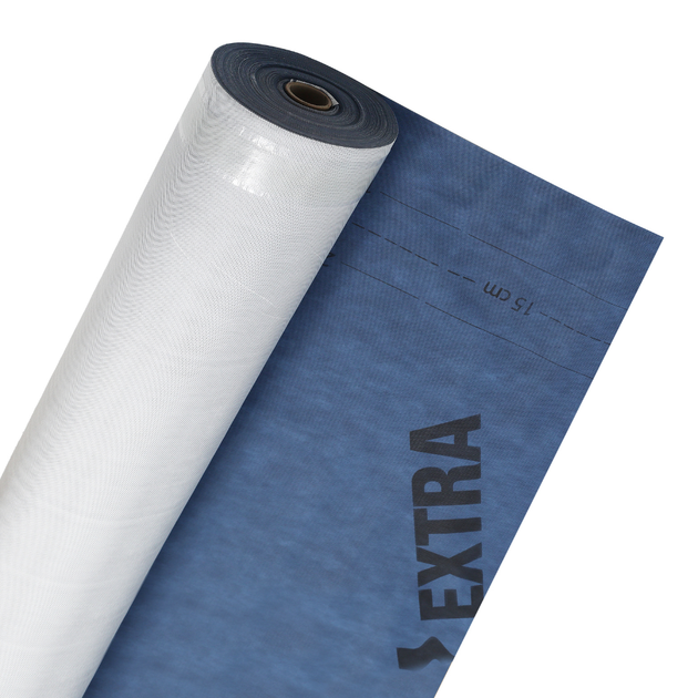 Диффузионная мембрана Fortex Extra + 2 Tape, 1,5х50 м, 75 м2, синяя/белая, 140 г/м2 - изображение 7