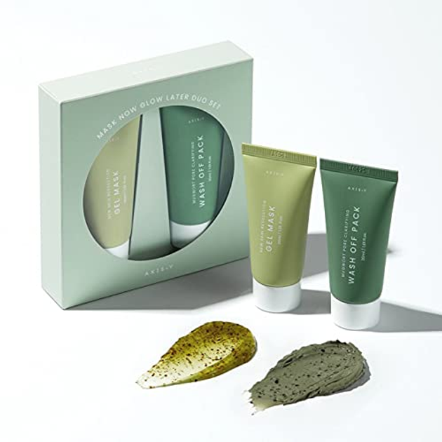 Zestaw masek do twarzy Axis-Y Now Glow Later Duo Maska Wash Off Pack oczyszczająca 30 ml + Maska New Skin Resolution żelowa chłodząca 30 ml (8809634610201) - obraz 3
