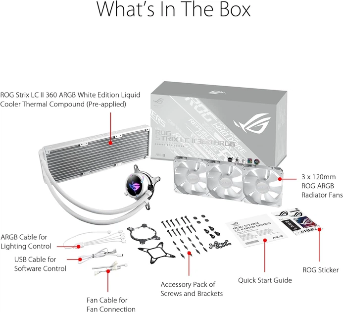 Система водяного охлаждения ASUS ROG Strix LC II 360 ARGB White Edition (90RC00F2-M0UAY0) - изображение 8