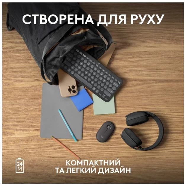 Миша Logitech Pebble Mouse 2 M350s Tonal Graphite (910-007015) (6915626) - изображение 6