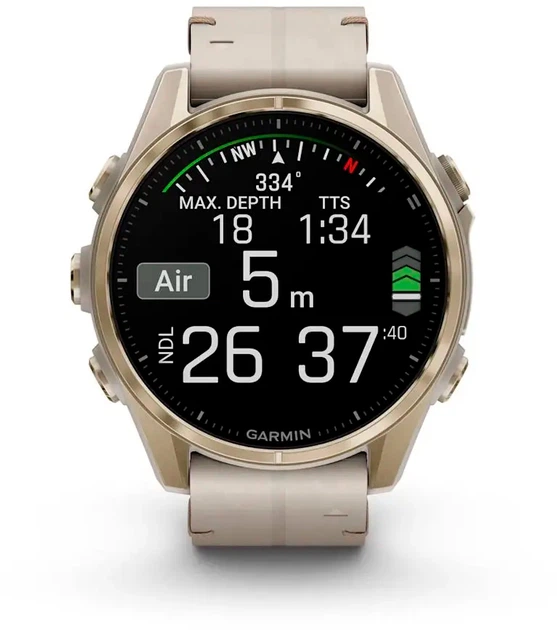 Смарт-часы Garmin fenix 8 43mm AMOLED Sapphire Soft Gold with Limestone Leather Band (010-02903-40) - Фото 5 Смарт-часы Garmin fenix 8 43mm AMOLED Sapphire Soft Gold with Limestone Leather Band (010-02903-40) - изображение 5
