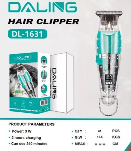 Аккумуляторный триммер для стрижки бороды и усов с USB и LED-дисплеем Daling DL-1631 Pro Голубой - изображение 7