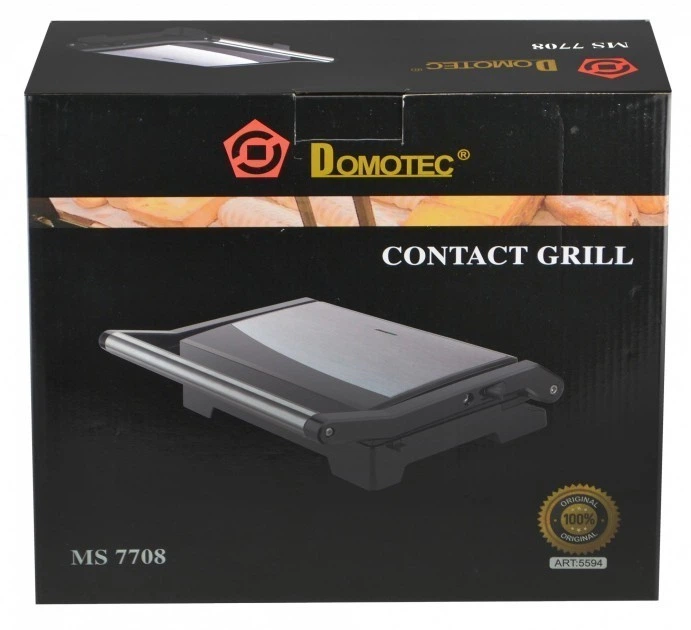 Гриль электрический для дома с антипригарным покрытием 1000W Domotec MS-7708 Черный - Фото 4 Гриль электрический для дома с антипригарным покрытием 1000W Domotec MS-7708 Черный - изображение 4