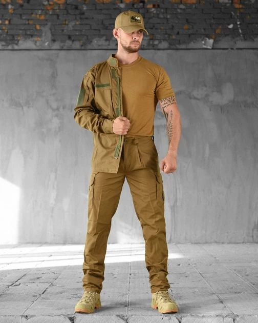 Тактический комплект 2 в 1 костюм Рипстоп футболка хлопковая Coyote S - изображение 10