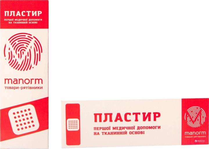 Пластир першої медичної допомоги Manorm на тканинній основі 19 x 72 мм 10 шт (4820184600867) - зображення 1