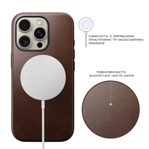 Чехол Nomad Modern Leather Case Brown for iPhone 16 Pro Max - изображение 13
