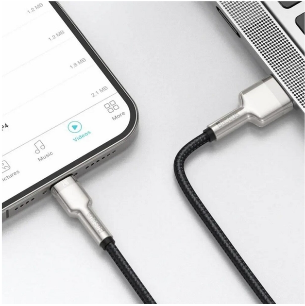 Кабель Baseus Cafule Series Metal Data Cable USB to Lightning 2.4A 1m Black (CALJK-A01) - зображення 3