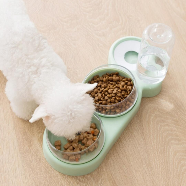 Кормушка 3в1 для животных со съемными мисочками Gatto миска для кошек и собак со встроенной поилкой, 500 мл, зеленый (101328929) - изображение 4