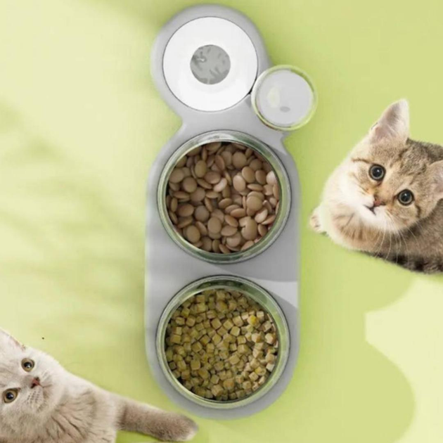 Кормушка 3в1 для животных со съемными мисочками Gatto миска для кошек и собак со встроенной поилкой, 500 мл, серый (101316789) - изображение 4