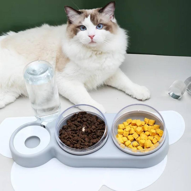 Кормушка 3в1 для животных со съемными мисочками Gatto миска для кошек и собак со встроенной поилкой, 500 мл, серый (101316789) - изображение 5