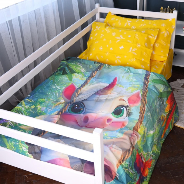 Акція на Комплект постільної білизни Mirson Полуторний 143х210 см Kids Time 17-0717 Unicorn in the Tropics Ranforce Elite від Rozetka