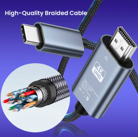 Кабель Nierbo USB-C на HDMI 4K 30hz 2 метра высокой четкости для дома и офиса USB Type-C to HDMI - Фото 2 Кабель Nierbo USB-C на HDMI 4K 30hz 2 метра высокой четкости для дома и офиса USB Type-C to HDMI - изображение 2