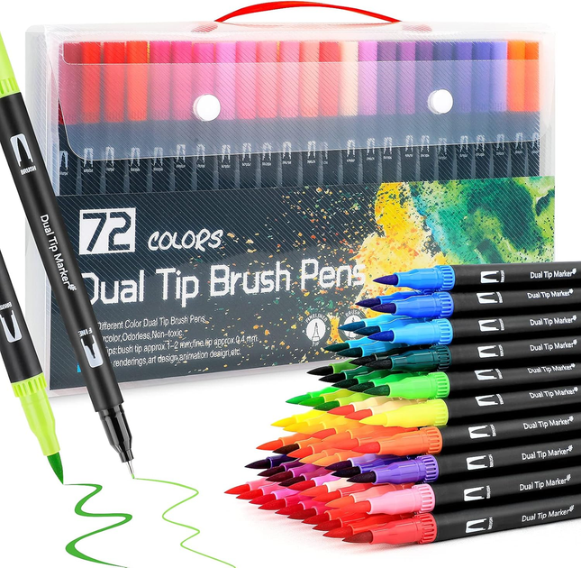 Набір акварельних маркерів Brush 72 кольори двосторонні Brush (JDT-0846414) - зображення 5