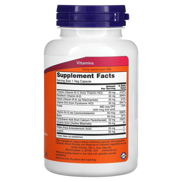 Витамины группы В B-50 NOW Foods 100 капсул - изображение 2