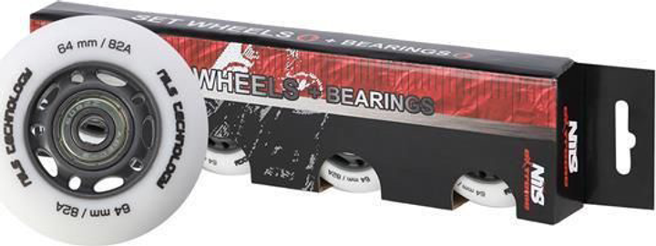 Zestaw Nils Extreme Kółka PU 64x24 82A Białe Matowe 4 szt + Łożyska ABEC-9 8 szt (5907695544794) - obraz 4