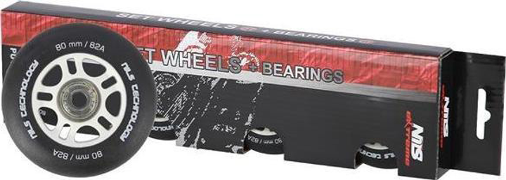 Zestaw Nils Extreme Kółka PU 80x24 82A Czarne Matowe 4 szt + Łożyska ABEC-9 8 szt (5907695544374) - obraz 4