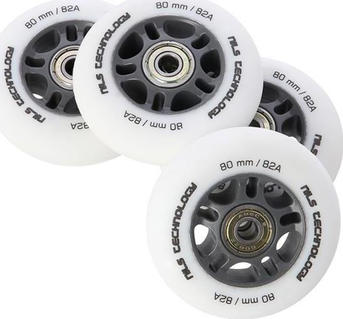 Zestaw Nils Extreme Kółka PU 80x24 82A Białe Matowe 4 szt + Łożyska ABEC-9 8 szt (5907695544589) - obraz 3