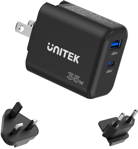 Мережевий зарядний пристрій Unitek GaN PD USB-C + USB-A 35 Вт Black (4894160049759) - зображення 6