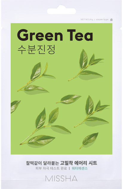Maska nawilżająca do twarzy Missha Airy Fit Green Tea w płacie 19 ml (8809747963690) - obraz 1