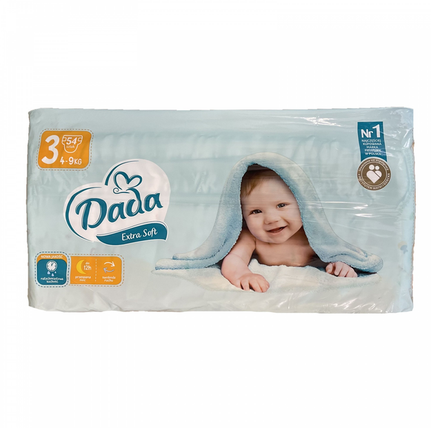 Підгузки дитячі Dada 3 54 шт (5903933668215) - Фото 1 Підгузки дитячі Dada 3 54 шт (5903933668215) - зображення 1