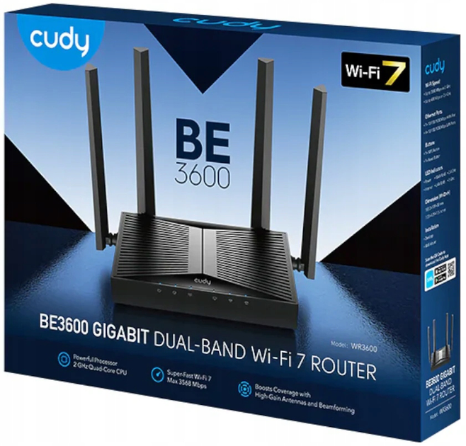 Router Cudy WR3600E WiFi7 / BE3600 / 1 Gb/s (6971690793739) - obraz 3
