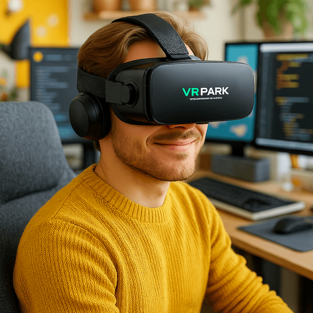 Очки виртуальной реальности VR BOX PARK J20 с наушниками и пультом - изображение 2