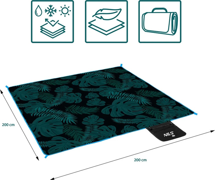 Ковдра для пікніка Nils Camp NC2222 200 х 200 см Leaves (5908261681165) - зображення 3