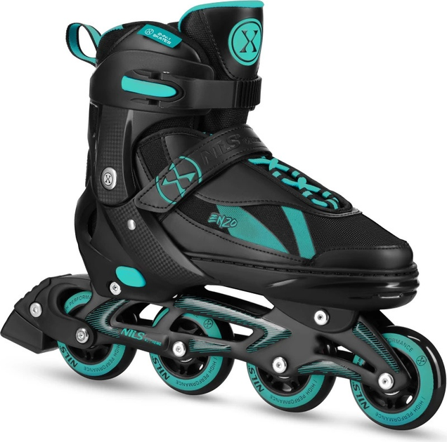 Łyżworolki Nils Extreme 2 w 1 NH382 32-35 S Czarno-Turkusowe (5907695584325) - obraz 5