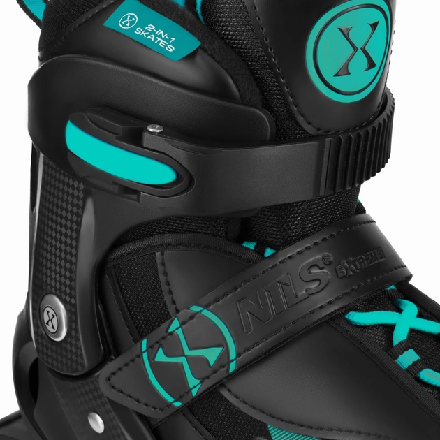 Łyżworolki Nils Extreme 2 w 1 NH382 35-38 M Czarno-Turkusowe (5907695584332) - obraz 8